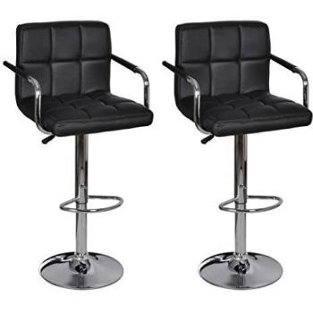 vidaXL 2 x Taburete de Bar con Apoyabrazos Negro