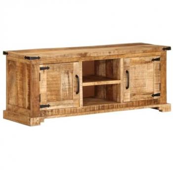 Mueble de TV madera maciza de mango rugosa 110x35x45 cm Marrón