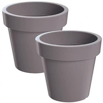 Juego de 2 Macetas de Plástico Lofly Color Gris 24,5 x 24,5 x 22,5 cm
