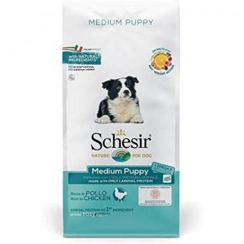 Schesir, pienso para Cachorros de tamaño Mediano, Sabor Pollo, croquetas - Formato Bolsa de 12 kg