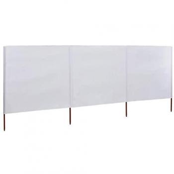vidaXL Paravientos de Playa 3 Paneles Tela 400x120 cm Blanco Cerca Privacidad