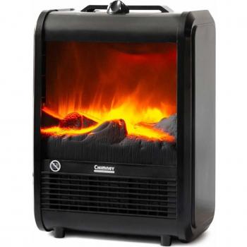 NEWTECK Calefactor Eléctrico Chimney Termoventilador, 1500W, Estufa Cerámica Efecto Chimenea Portátil Bajo Consumo, Estufa Aire Caliente, 2 vel, Sensor Sobrecalentamiento y Antivuelco