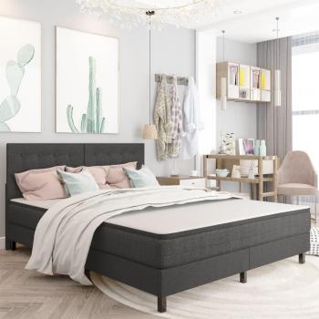 Cama box spring de muelles en tela gris oscuro 160x200 cm