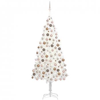 vidaXL Artificial Pre-lit Christmas Tree with Ball Set White 210 cm