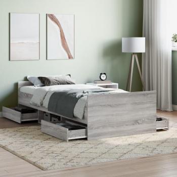 Tumbona con cabecera y estructura de cama gris Sonoma 100x200 cm