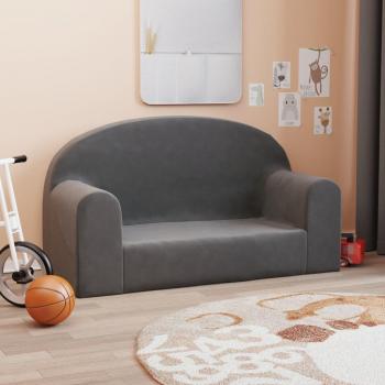Sofá para Niños de 2 Plazas en Felpa Suave Color Gris Antracita