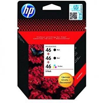 Cartucho de Tinta Original HP 46 - Paquete de 3 (2 Negro / 1 Tricolor)