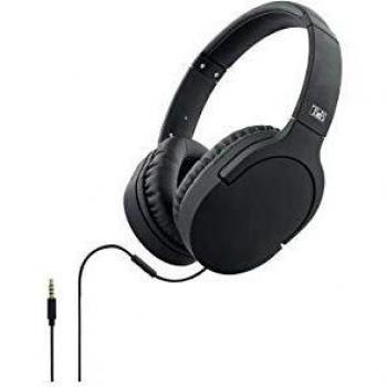 Auriculares Estéreo con Cable y Micrófono + Adaptador para Avión - Negro