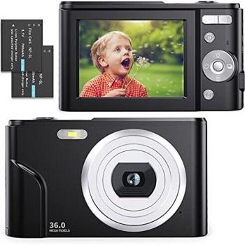 Cámara Digital compacta 1080P HD 36 MP Vlogging Cámara con 16X Zoom Digital, FamBrow Video Cámara 2.4 LCD Foto Cámara Recargable de Bolsillo para Estudiantes, niños, Adultos, Principiantes