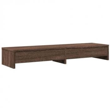 Soporte de monitor con cajones madera marrón roble 100x27x15 cm