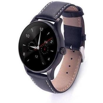RG Bluetooth de cuero elegante reloj para los amantes de los pares rastreador de ejercicios Compatible con Android IOS, caja de regalo incluida - Negro
