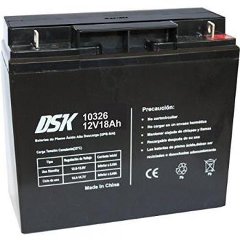 DSK 10326 - Batería de Plomo AGM Recargable y Sellada de 12V 18Ah. Ideal para Sistemas de Alarma de Seguridad, Iluminación de Emergencia, Equipos Eléctricos OEM, Sistemas SAI, Movilidad Eléctrica