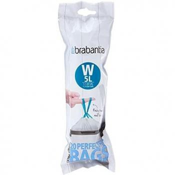 Brabantia Código W Bolsas de Basura Formato Rollo, Blanco, 5 L, 20 Unidades