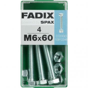 Tornillo Cabeza Hexagonal + Tuerca M6 x 60 mm - Caja 4 Uds