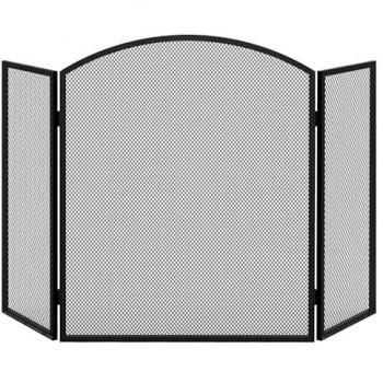 HOMCOM Salvachispas para Chimenea de 3 Paneles Protector de Chimenea Plegable Pantalla de Chimenea con Estructura de Acero 96x62 cm Negro