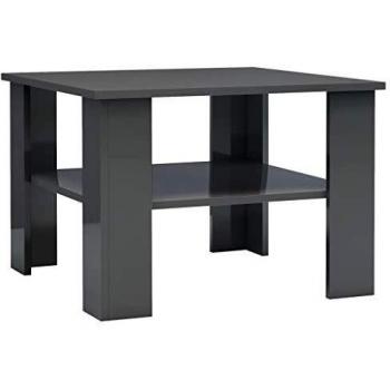 vidaXL Mesa Baja Gris Brillante 60 x 60 x 42 cm