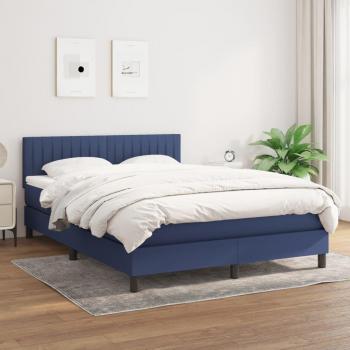 Bastidor de cama box spring con colchón azul 140x200 cm en tela