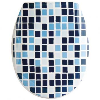 Asiento WC Termo-Duro Cierre Lento Mosaico Azul