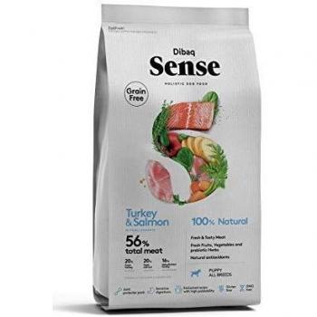 Dibaq Sense Grain Free Puppy Salmon & Pavo. Alimento 100% Natural para cachorros de perros.12 Kg.