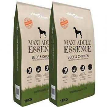 vidaXL 2x15kg Sacos de Comida Seca Perros Maxi Adult Essence Beef&Chicken 30kg