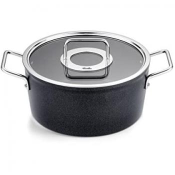 Olla de Aluminio Adamant Fissler de 24 cm con Tapa de Cristal, Hecha en Alemania