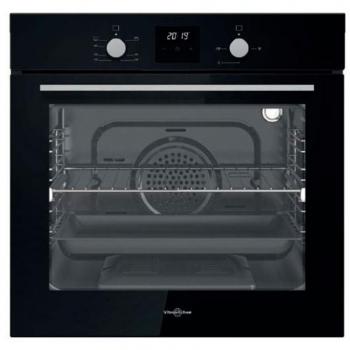 Vitrokitchen HG602NB Horno de Gas Butano Convencional con Grill y Ventilador, 60 cm, Easy to Clean, Negro