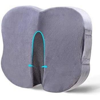 Cojin Ortopédico para Coxis de Espuma de Memoria, TRAVEL EASE Cojin de Asiento para Dolor de Espalda y Alivio de Dolor de Hueso de la Cola Sciático, Usado para Silla de Oficina, Silla de Rueda, Gris