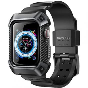 Funda Protectora i-Blason para Smartwatch Apple Watch 4/5/6/SE 44mm - Diseño Robusto y Correa Negra