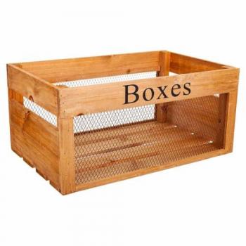 Cajón de Madera y Metal Marrón Wanderlust Deco 41,5x26,5x19h Cm - Resistente y Espacioso