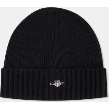 Gant Gorro de punto para hombre con logo, color negro, material lana, diseño Shield, talla adulto
