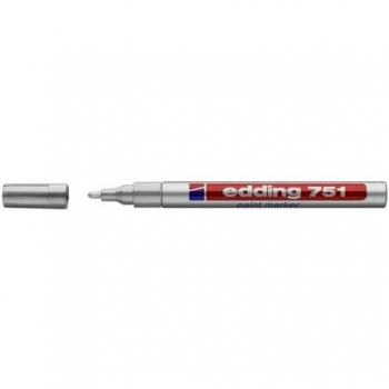 edding 751 marcador de tinta opaca - plata - 1 rotulador - punta redonda 1-2 mm - para metal, vidrio, piedras o plástico - resistente al calor, permanente, no mancha, impermeable