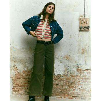 Pepe Jeans Women's High-Waisted Green Culotte Pants with Back Pockets
