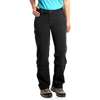 Maier Sports Arolla Women's Zip-Off Outdoor Hiking Pants, Black, Regular Fit, 3 Pockets