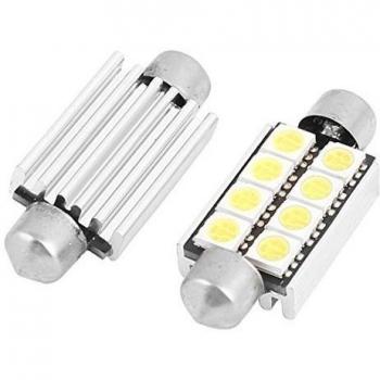 Sourcingmap-2pcs blanco 41mm 8SMD 5050LED Car Festoon Dome lámpara de lectura interna