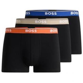 BOSS Orange Power Men's 3-Pack Boxer Trunks - Black/Orange/Blue - Size L