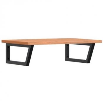 Estante de lavabo de pared de acero y madera maciza de haya Vidaxl Marrón