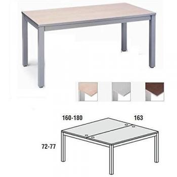 MESA DOBLE EXECUTIVE CROMADA ROCADA 180x163 CM TABLERO EN MELAMINA HAYA