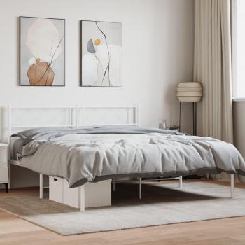 Cama solar con cabecero de metal blanco 140x200 cm