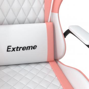 Silla de juego blanca y rosa en cuero
