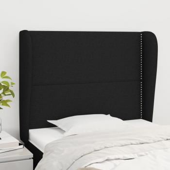 Cabecero con orejas de tela negro 103x23x118/128 cm vidaXL