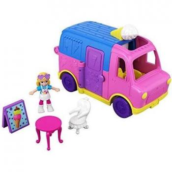 Polly Pocket Camión de Puesto de Helados, muñeca con accesorios