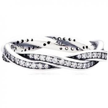 Anillo Trenzado Reluciente Pandora - 52 Zirconia Cúbica en Plata