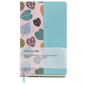 Cuaderno Miquelrius A5 Puntos Rosa-Azul, Rígido, 96 Hojas 80 g/m², Cinta Marcador, Colección Autumn Leaves