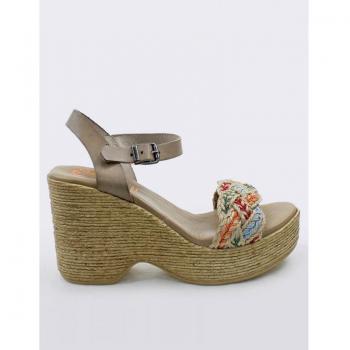 Porronet Sandalia Cuña Mariel 2990 Piel Taupe Multicolor Altura Tacón 9cm Talla 39