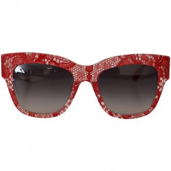 Dolce & Gabbana Elegant Red Lace Detail Sunglasses, Multicolor female, Size: ONE SIZE
