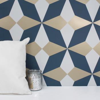 Nova Navy Geo Wallpaper - Peelable Roll, Geometric Design, Covers 56.4 sq. ft., Navy Color