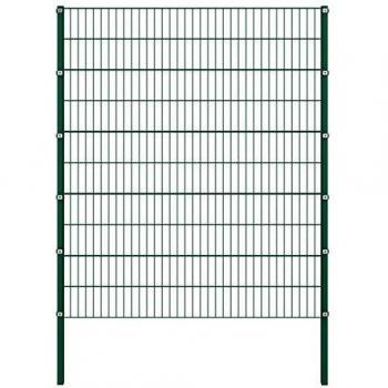 vidaXL Panel de valla con postes hierro verde 1,7x2 m
