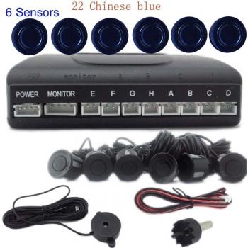 Eaglerich DC12V Aparcamiento sensor 6 Sensors Monitor Auto Reverse reserva del radar detector Kit Sistema de sonido de alerta BEBE sonido indicador de alarma de la sonda 22-azul chino