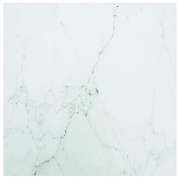 Tablero de Mesa Blanco 50x50 cm 6 mm Vidrio Templado Diseño Mármol