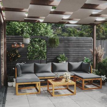 7 Piece Solid Acacia Wood Garden Lounge Set with Cushions
